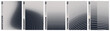 © max_776 - Monochrome technical line grid poster set with kinetic halftone distortion patterns, Minimalist geometric visual transformation and abstract structural evolution artwork with transition effect set 2