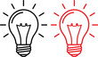 © MD - Light bulb icon set black and red line art vector illustration