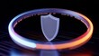 © TensorSpark - Glowing shield icon inside neon ring on dark background, symbolizing cybersecurity, digital protection, and secure defense against cyber threat.