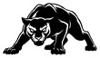 © Aisha Kudorova - Aggressive panther crouched in a powerful attacking pose in stencil style