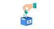 © Patti - Secure Cloud Storage Illustration with Hand Holding a Key to Unlock a Blue Data Box - Concept for Data Privacy and Encryption