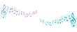 © MDRIMONRANA - A flowing arrangement of musical notes and clef symbols in a pastel color palette on transparent background music staff treble bass sheet