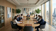 © Nue - Boardroom Meeting: Diverse Team Discussing Strategy by Panoramic City View