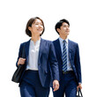 © -SAYONARA- - スーツ姿で前向きに歩く男女ビジネスパーソンの透過PNG