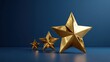 © Zarana  - Three shiny gold stars of increasing size standing on a dark blue background