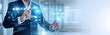 © FutureLogic Studio - Cyber analyst hands touch virtual screen reinforcing Network Security protocols. Advanced network firewalls block external threats to safeguard sensitive corporate infrastructure data assets.