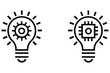© MdNurul - Minimalist light bulb icons featuring mechanical gear and cpu chip for technical innovation ideas