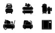 © Boby - Air Compressor Icons Set, Industrial Machinery Vector Graphics, Mechanical Equipment Collection