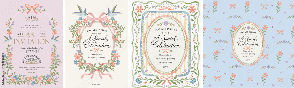 Foral Vector R Vetor Floral invitation and card. Classic vintage vector illustration ...