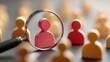 © pinkrabbit - HRM or Human Resource Management, manager icon which is among staff icons for human development recruitment leadership and customer target, resume, interview. generate by AI