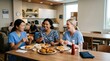 © Suryani - Diverse Group of Women Enjoying Breakfast in Cozy Cafe Setting.