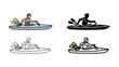 © MSTSENOARA - Person kayaking in different illustration styles for water sports