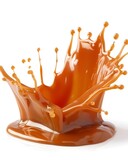 caramel dessert sauce splash isolated on white background