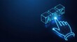 © Moon Guy - Digitized hand selecting option B from glowing blue alphabet cubes in a futuristic digital environment