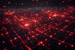 © Alfin - Abstract red particle grid with glowing nodes and futuristic depth, ideal for technology, AI, and digital communication concepts.