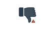 © pola - Thumbs down icon with red warning alert symbol.
