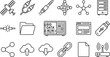 © Hafizul - Big data cloud computing technology and network infrastructure vector icon set with server satellite router cables line art