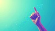 © hinata - Vibrant low-poly digital hand pointing upward engaging with a geometric network graph and arrow depicting technology data growth and successful innovation.