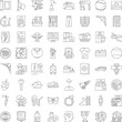 © sevector - Set of diverse line art icons representing various concepts including business, nature, food, science, tools, health, and industry, perfect for web and app design