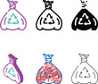© sevector - bag for recycle trash color styles icon vector. bag for recycle trash sign. isolated symbol illustration