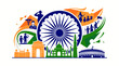 © Abay - Happy India Independence Day concept with diverse people monuments and Ashoka Chakra