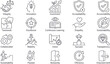 © Minara - Core Company Values and Business Leadership Line Icon Collection Featuring Integrity Innovation Accountability Teamwork Sustainability Success and Growth Vector Set