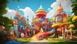© Akbar - Whimsical Candy Castle Playground Fantasy Landscape.