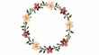 © Leonardo - Corona de flores circular sobre fondo blanco