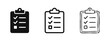 © drawing lines - Checklist clipboard document icons in solid, outline and sketch styles