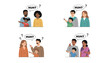 © Luther - Diverse multicultural families express confusion and ask questions in this humorous four-panel illustration.