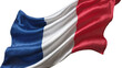 © Maria - Waving French tricolor flag with blue white and red stripes, isolated on transparent background