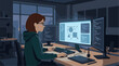 © fani - Programmer working late on multiple computer screens at desk