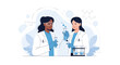 © Alvin - Diverse female scientists in lab coats conducting research with test tubes, symbolizing innovation and scientific discovery