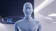 © Qaim - Futuristic digital human avatar glowing with data insights in a modern environment