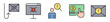 © Frank - Conjunto de iconos de seguridad digital. Representa protección del correo electrónico. Incluye reenvío, malware, advertencia, pago y mensajes. Ilustración vectorial