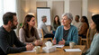 © Xenia - Senior woman sharing her survival story in a cancer support group. Psychological therapy and empathy session for patients. Community health and emotional support concept
