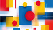 © Somporn Na Ubon - Abstract composition featuring primary colors with geometric shapes, including circles and rectangles, creating vibrant visual impact
