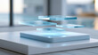 © Nataliya - Glowing softly defocused model quality hologram with floating evaluation dashboard tiles drifting above clean bright pastel platform in calm daylight, AI quality assessment