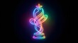 © AryST - A vibrant neon trophy with swirling lines and a star on top glows brightly against a dark background.