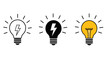 © Md - Three stylized light bulb icons with lightning bolts electricity lightning