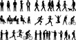 © Badhon - Collection of various people silhouettes in different activities and poses on white background