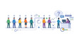 © Kusaini - Customer Service Queue Process Workflow with People Waiting for Support
