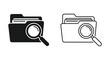 © Md - File folder with magnifying glass icon black and white line art