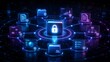 © Add Win - Circular data defense mechanism showing a central padlock surrounded by connected digital folders representing comprehensive enterprise cloud security and synchronized information privacy