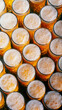 © Natallia - Overhead pattern of frothy beer mugs filled with golden lager at festive Oktoberfest celebration