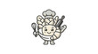 © EKO - Cartoon chef croissant holding whisk and rolling pin