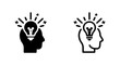 © MdDelowar - Creative idea human head silhouette and lightbulb icon set with thinking, innovation