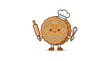 © jonshon - Cute cartoon mooncake character wearing a chef's hat and holding a rolling pin and whisk, ready to bake.