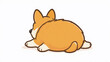 © taro - Cute cartoon corgi dog lying down, with fluffy orange fur and white paws, studio shot, concept for pet care, animal lover gifts and dog training services