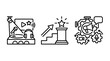 © Mehedi - Content creation and marketing strategy icons with creation marketing strategy production microphone achievement megaphone automation broadcast business planning branding publicity